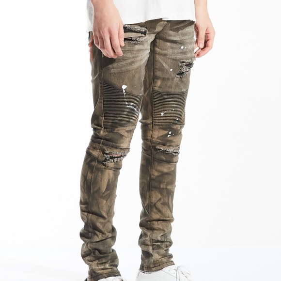 Embellish Other - EMBELLISH SALVADOR BIKER DENIM JEANS (ASH BROWN)